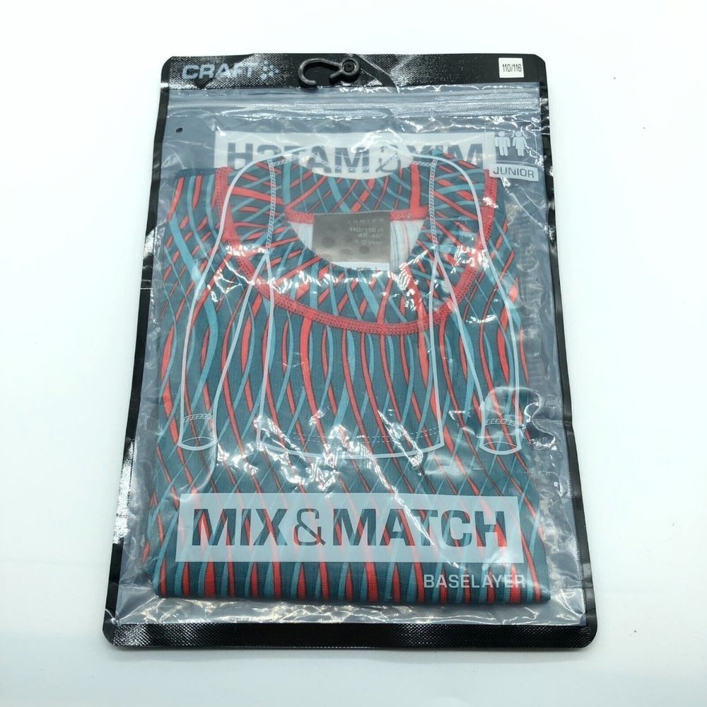 Craft Junior Youth Baselayer Top Mix & Match Geometric Blue Red 110/116 4-6 Year